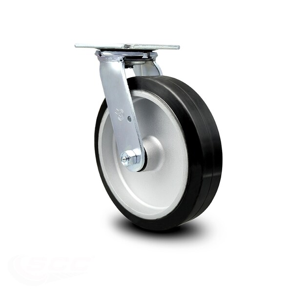 8 Inch Rubber on Aluminum Wheel Swivel Caster with Roller Bearing
